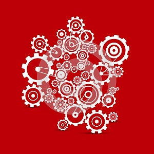 Cogs - gears on red background