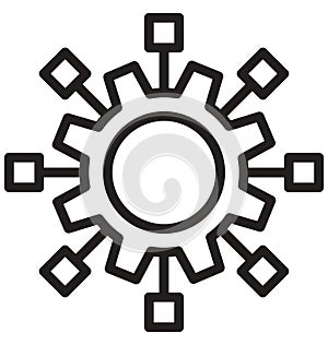 Cogs line isolated vector icon can be easily modified and edit