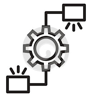 Cogs line isolated vector icon can be easily modified and edit