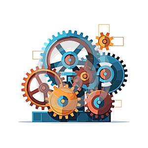 cogs machine vector flat minimalistic isolated illustration