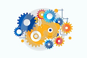 cogs machine vector flat minimalistic isolated illustration