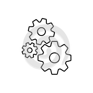 Cogs outline icon. Gear sign Isolated on white background. Vector illustration.