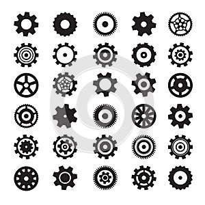 Cogs Symbols. Flat Design Vector Gears Set