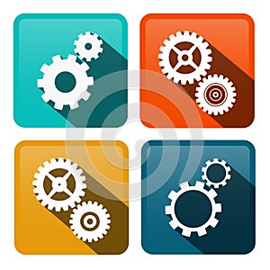 Cogs. Vector Gears Flat Design Icons