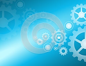 Cogs wheels blue lights background vector design.