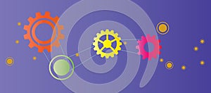 Cogs wheels on purple background vector design.