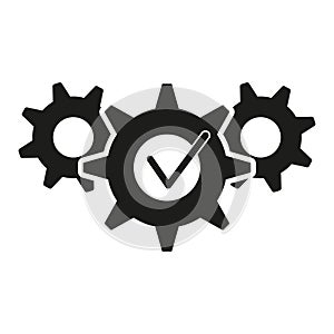 Cogwheel with check icon. Vector illustration. EPS 10.
