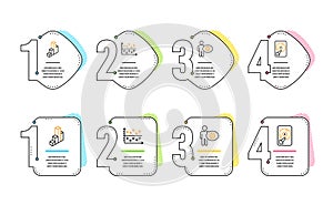 Cogwheel, 3d chart and Dot plot icons set. Hdd sign. Engineering tool, Presentation column, Presentation graph. Vector