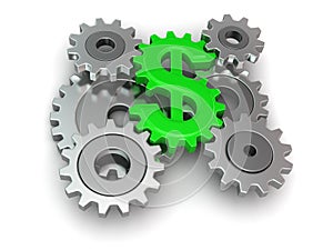 Cogwheel dollar (clipping path included)