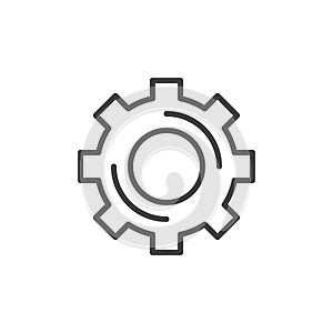 Cogwheel, gear line icon, outline vector sign