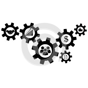 Cogwheel gear mechanism vector settings icon set