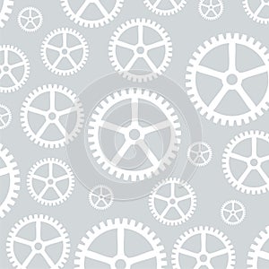 Cogwheel. Gear Seamless pattern isolated on gray background