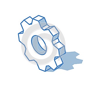 Cogwheel icon isolated on white background. Outline isometric vector illustration