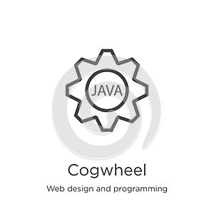 cogwheel icon vector from web design and programming collection. Thin line cogwheel outline icon vector illustration. Outline,