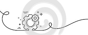 Cogwheel line icon. Engineering tool sign. Continuous line with curl. Vector