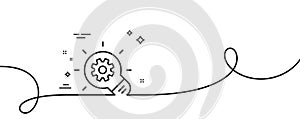 Cogwheel line icon. Engineering tool sign. Continuous line with curl. Vector