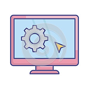 Cogwheel on screen  Vector Icon which can easily modify or edit