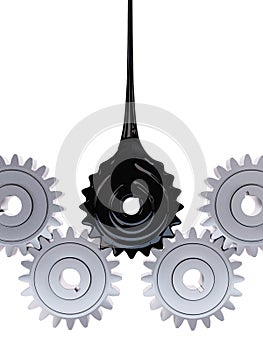 Cogwheel-Shaped Oil Drop Economy Concept 3d Illustration