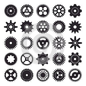 Cogwheel silhouette icons set isolated on white background. Vector illustration