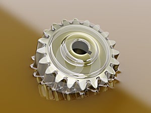 Cogwheel Submerged in Lubricant Oil Concept 3d Illustration