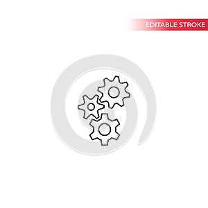 Cogwheel thin line vector icon.