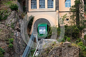 Cogwheel train that goes up to the Montserrat monastery parked in the upper station