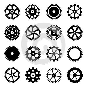 Cogwheels (gear wheels) of different design.
