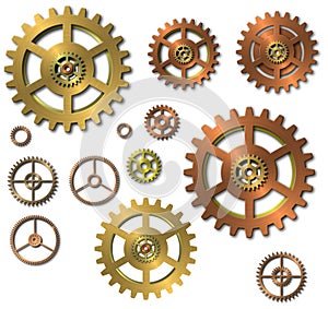 Cogwheels gears on white background