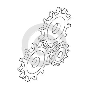 Cogwheels icon, isometric 3d style