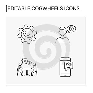 Cogwheels line icons set