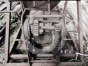 Cogwheels of old dam closing mechanism, last century