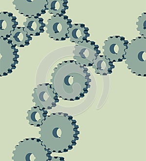 Cogwheels seamless pattern. Isometric vector illustration