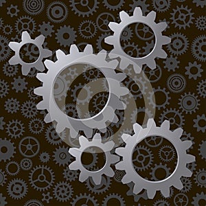 Cogwheels on seamless pattern with lots of cogwheels (gears)