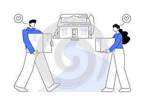 Cohabitation abstract concept vector illustration.