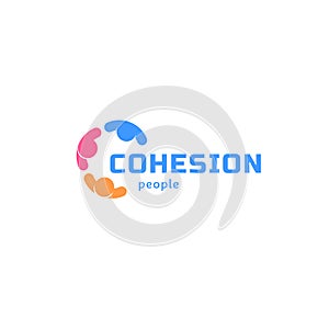 Cohesion people, abstract isolated vector logo. Colorful business identity.