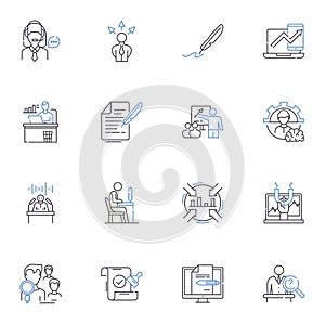 Cohesive force line icons collection. Unity, Bonding, Harmony, Collaboration, Consensus, Oneness, Synergy vector and