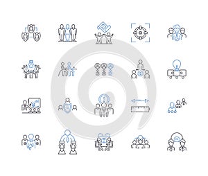 Cohesives line icons collection. Adhesion, Bonding, Stickiness, Cohesion, Joining, Tacking, Gripping vector and linear photo