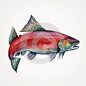 Coho Salmon in Watercolor on White Background: A Captivating Catch Generative AI