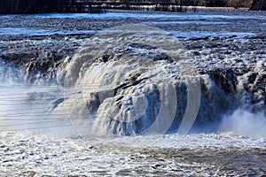 Cohoes Falls with the Hudson and Mowark Rivers converging in springtime