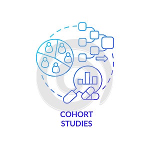 Cohort studies blue gradient concept icon