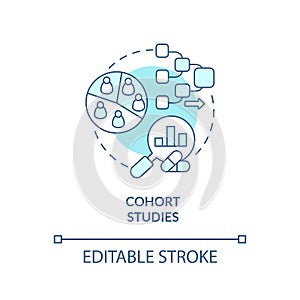 Cohort studies turquoise concept icon