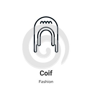 Coif outline vector icon. Thin line black coif icon, flat vector simple element illustration from editable fashion concept