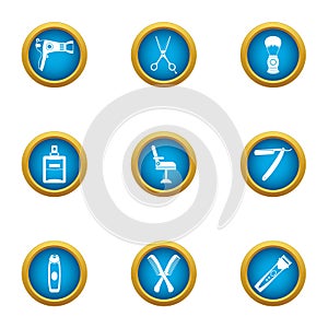 Coiffeur icons set, flat style photo