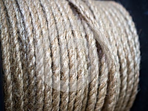 Coil of hemp rope made of natural material
