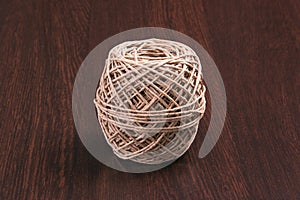 Coil of hemp twine on a table