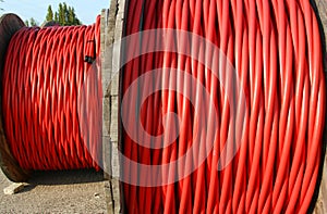 coil of high voltage power cable the power the electric utilities