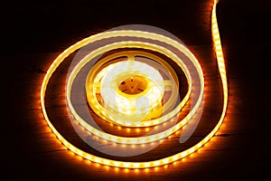 A coil of LED decorative strip to illuminate niches in the house