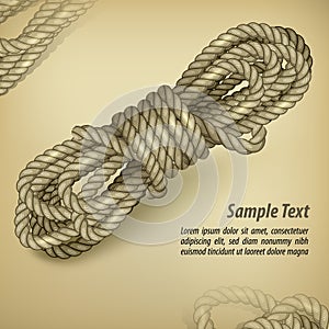 Coil of rope on rown & text