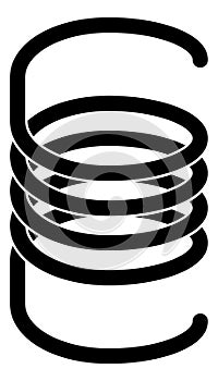 Coil spring icon. Flexible metal cable silhouette