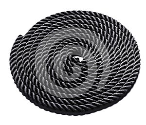 Coiled black rope